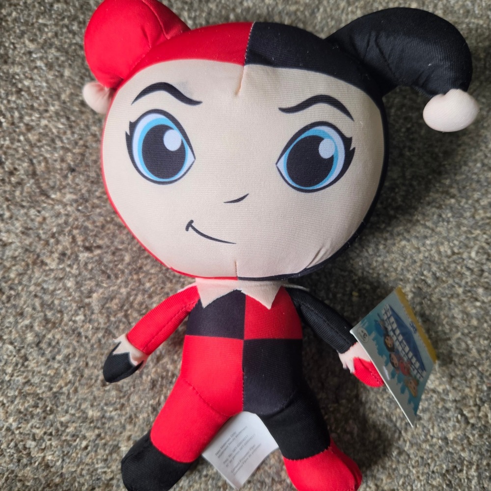 DC Super Friends Harley Quinn Plush Jester Red Black Stuffed Toy A&A Global 2021